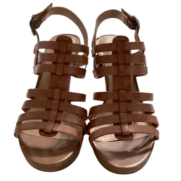 Franco Sarto brown leather straps heels size 7.5 - Picture 1 of 8